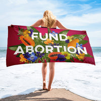 Fund Abortion Floral Beach Towel - Papaya