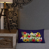 Fund Abortion Floral Throw Pillow - Navy Blue