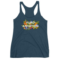 Fund Abortion Floral Fitted Racerback Tank - Papaya