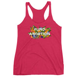 Fund Abortion Floral Fitted Racerback Tank - Papaya