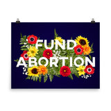 Fund Abortion Floral Poster - Navy Blue