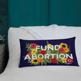 Fund Abortion Floral Throw Pillow - Navy Blue